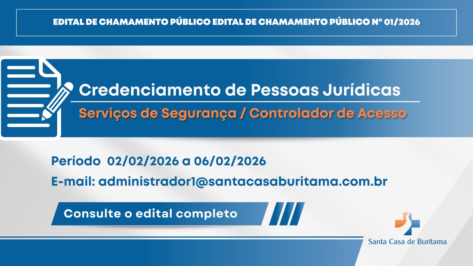 EDITAL DE CHAMAMENTO PÚBLICO 01/2026